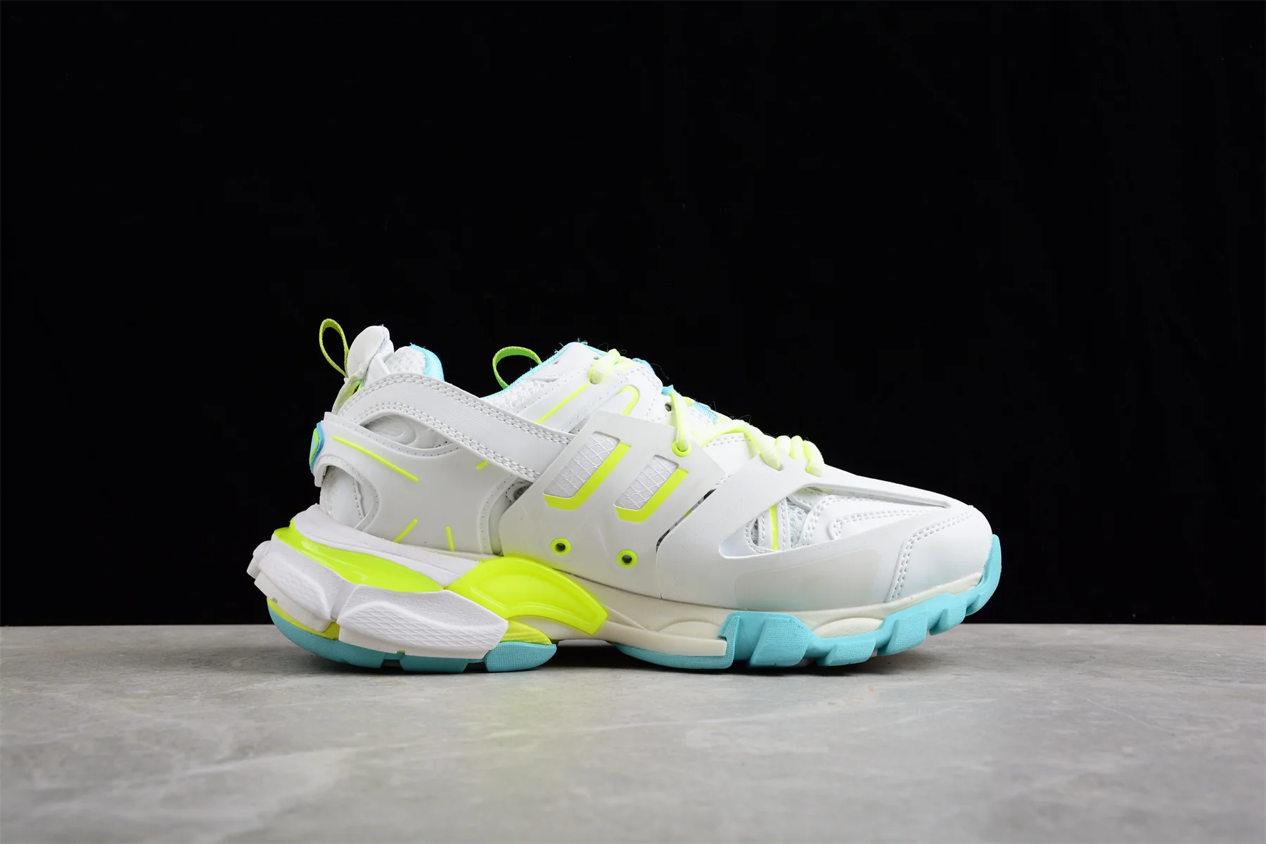 Balenciaga Track – White-Fluorescent Yellow-Turquoise - Sneaker Replica Workshop