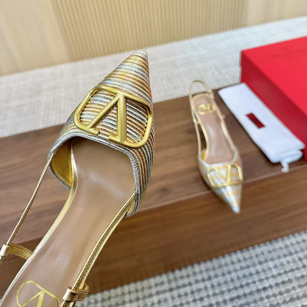 VALENTINO VLOGO SIGNATURE metallic slingback high heels (heel height 8 cm) - Top Club
