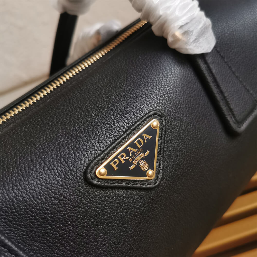 Prada Medium leather top-handle bag with padlock(high-end grade) - Top Club