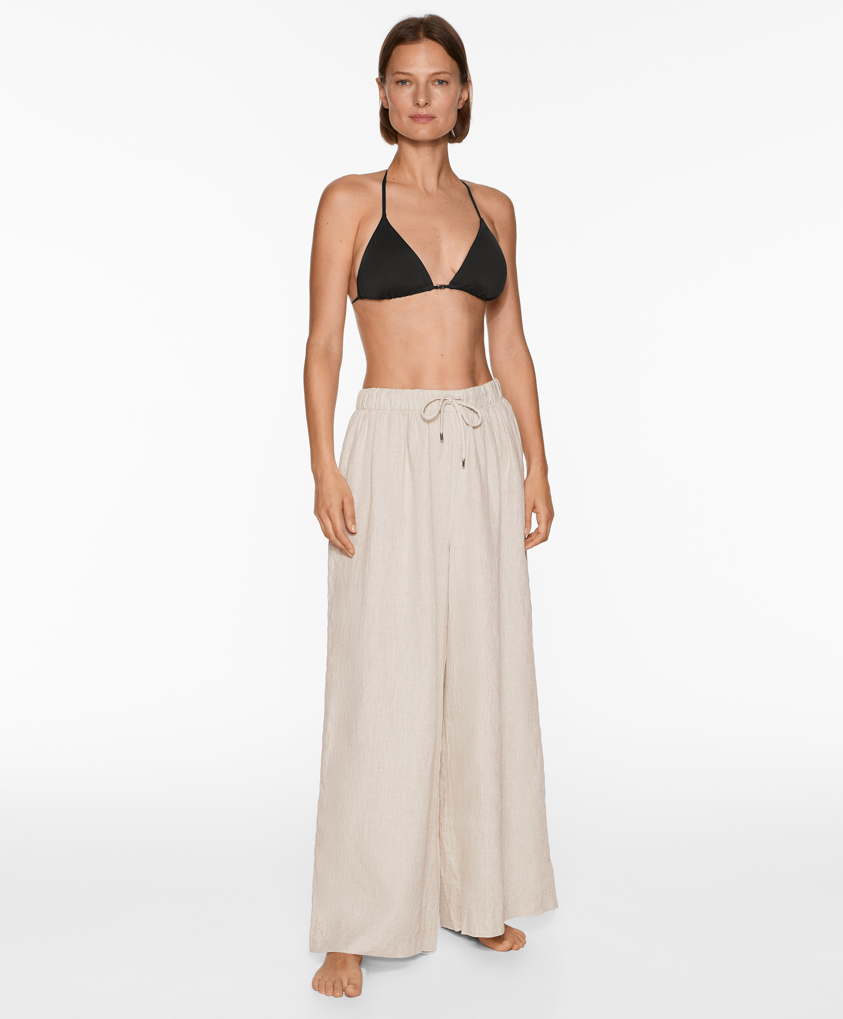OYSHO Straight cut 100% linen trousers