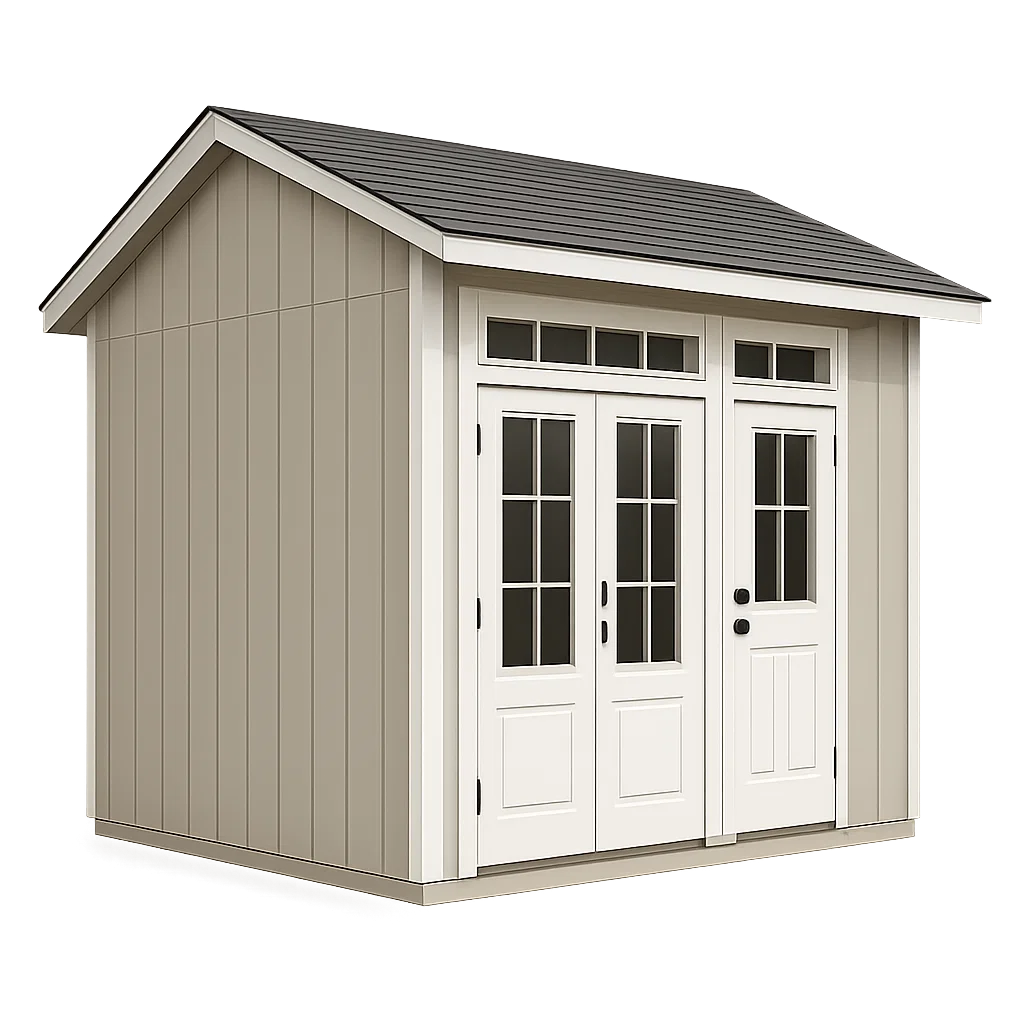 Beige and white garden house made of artificial wood, 210 x 140 x 225 cm, EUfEFjV224II