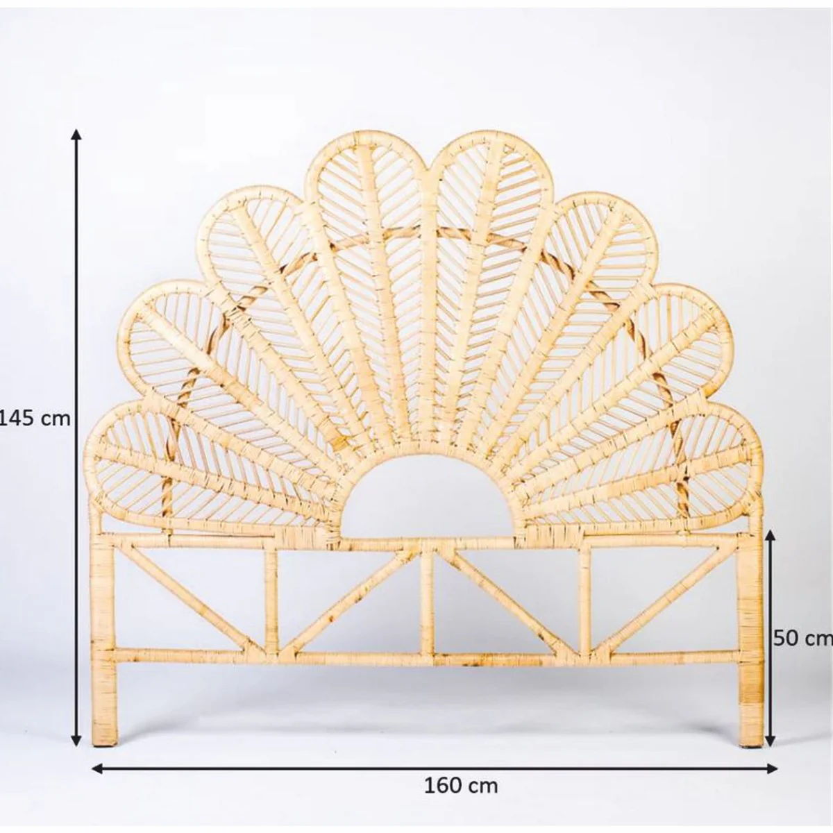 Luxury rattan bed headboard natural color 160 cm - bedroom furniture
