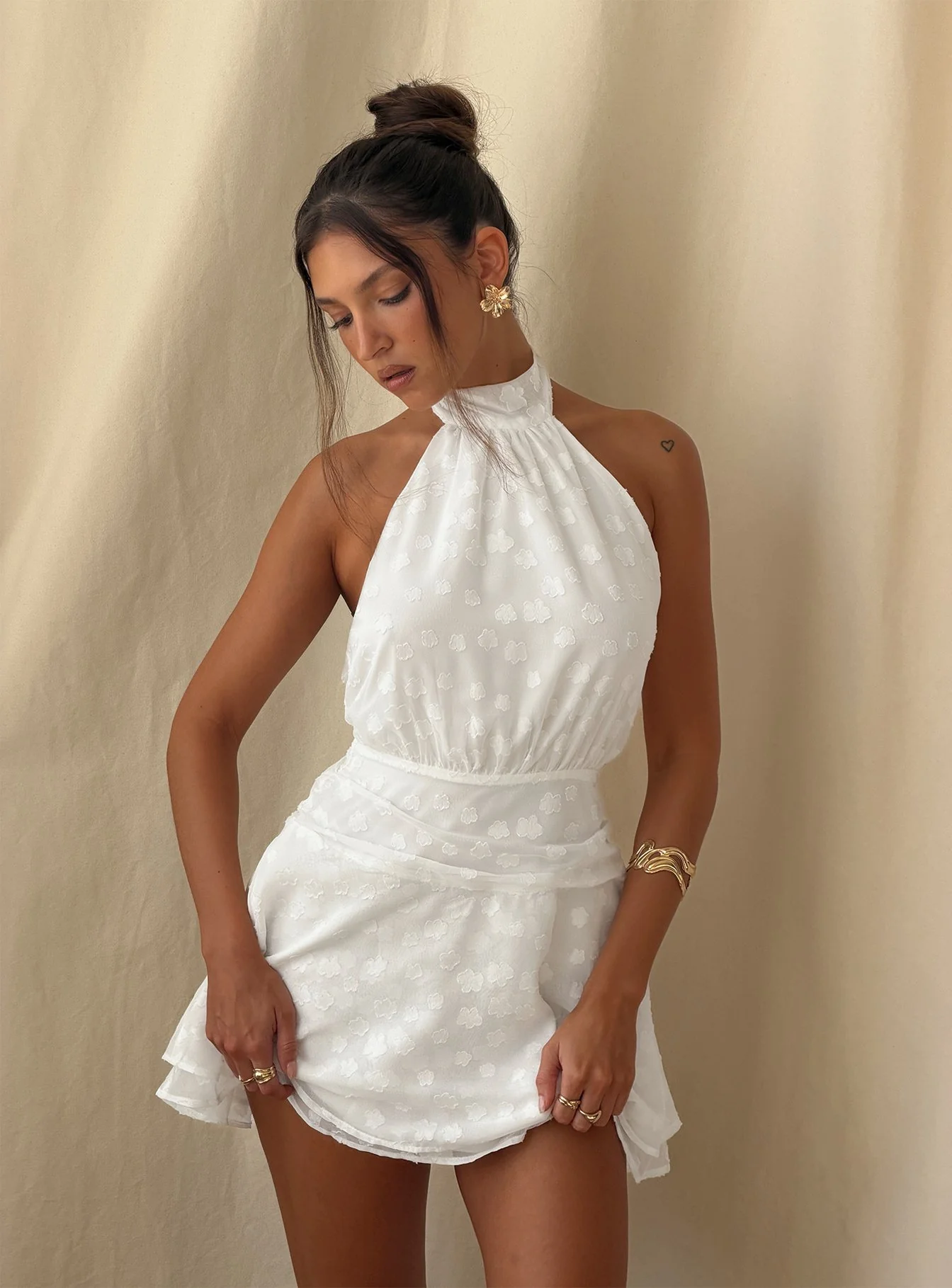 Lucky Ones Halter Mini Dress White