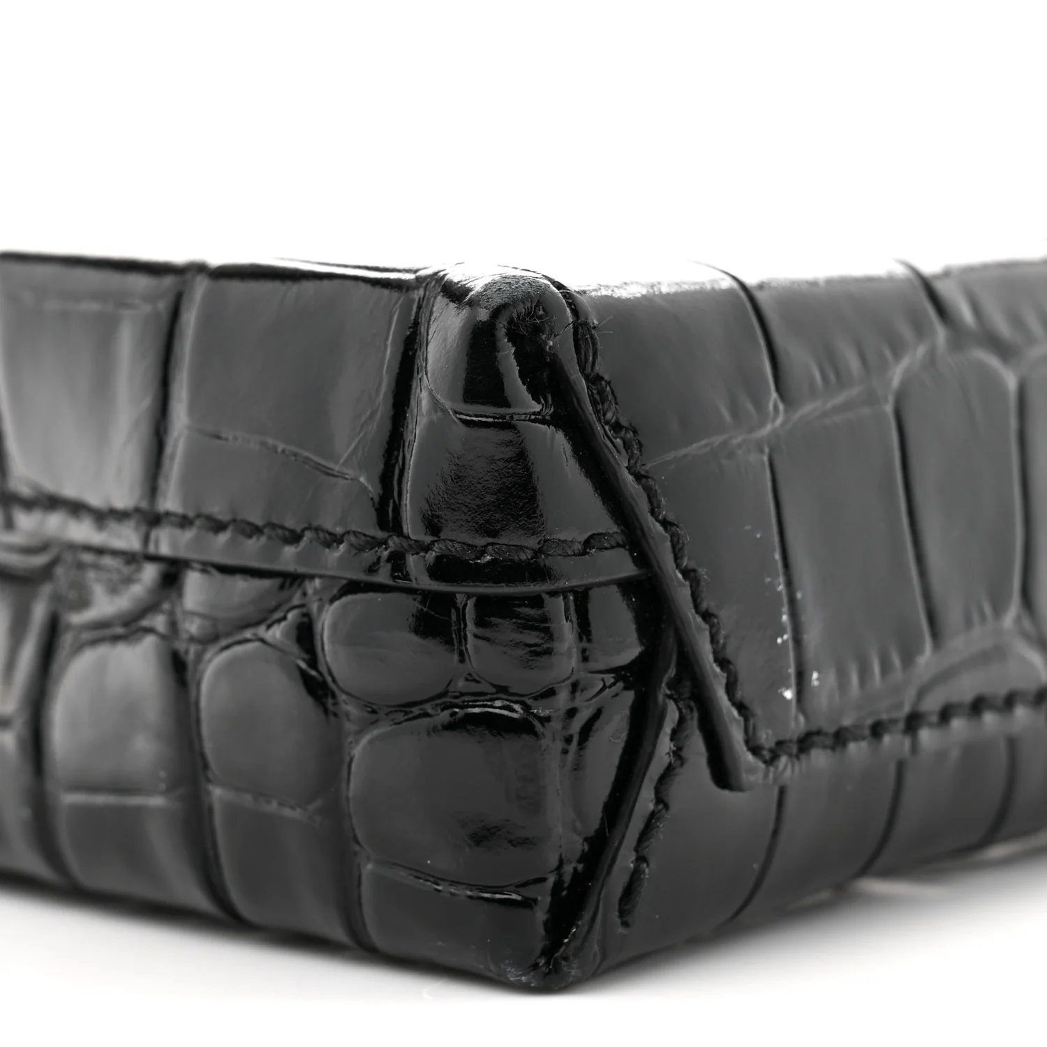 Calfskin Crocodile Embossed Logo Shopping Phone Holder Bag Black - Top Club