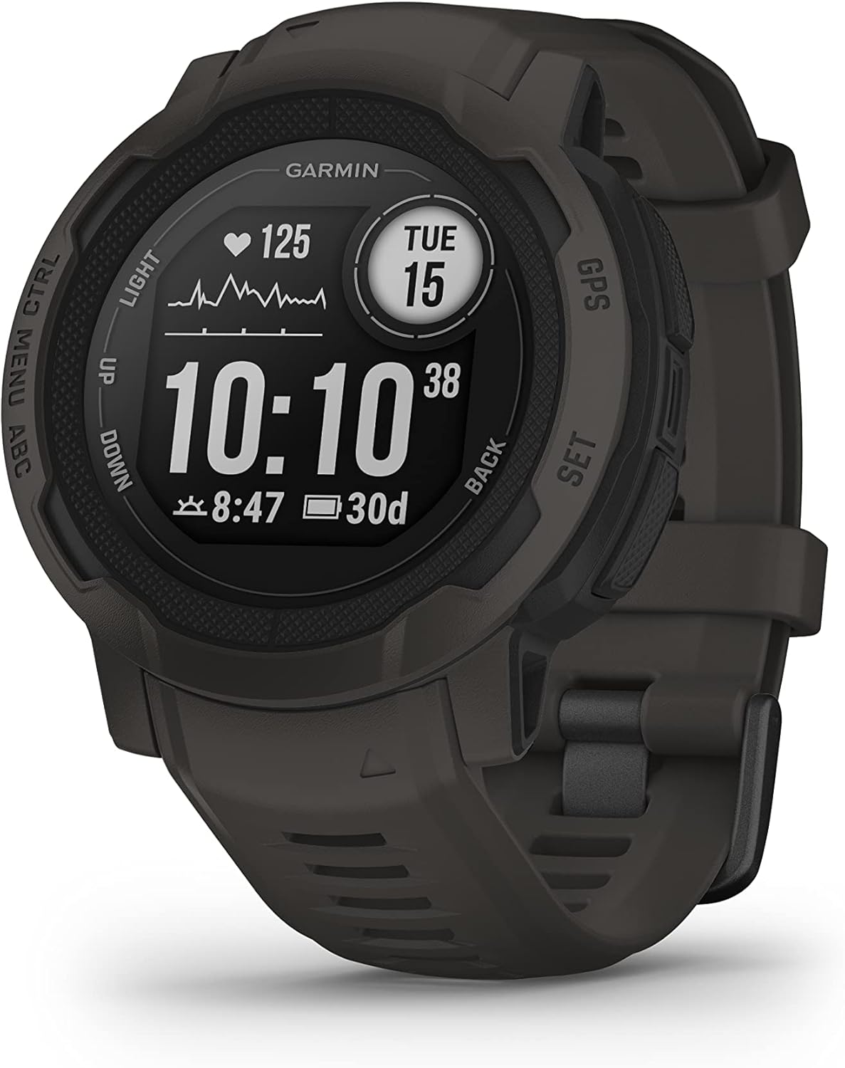 Instinct 2, Smartwatch, 45mm, Rugged design, Autonomia 28 giorni, +30 app multisport, GPS, Cardio, SpO2, Activity Tracker 24/7, Connect IQ (Graphite)