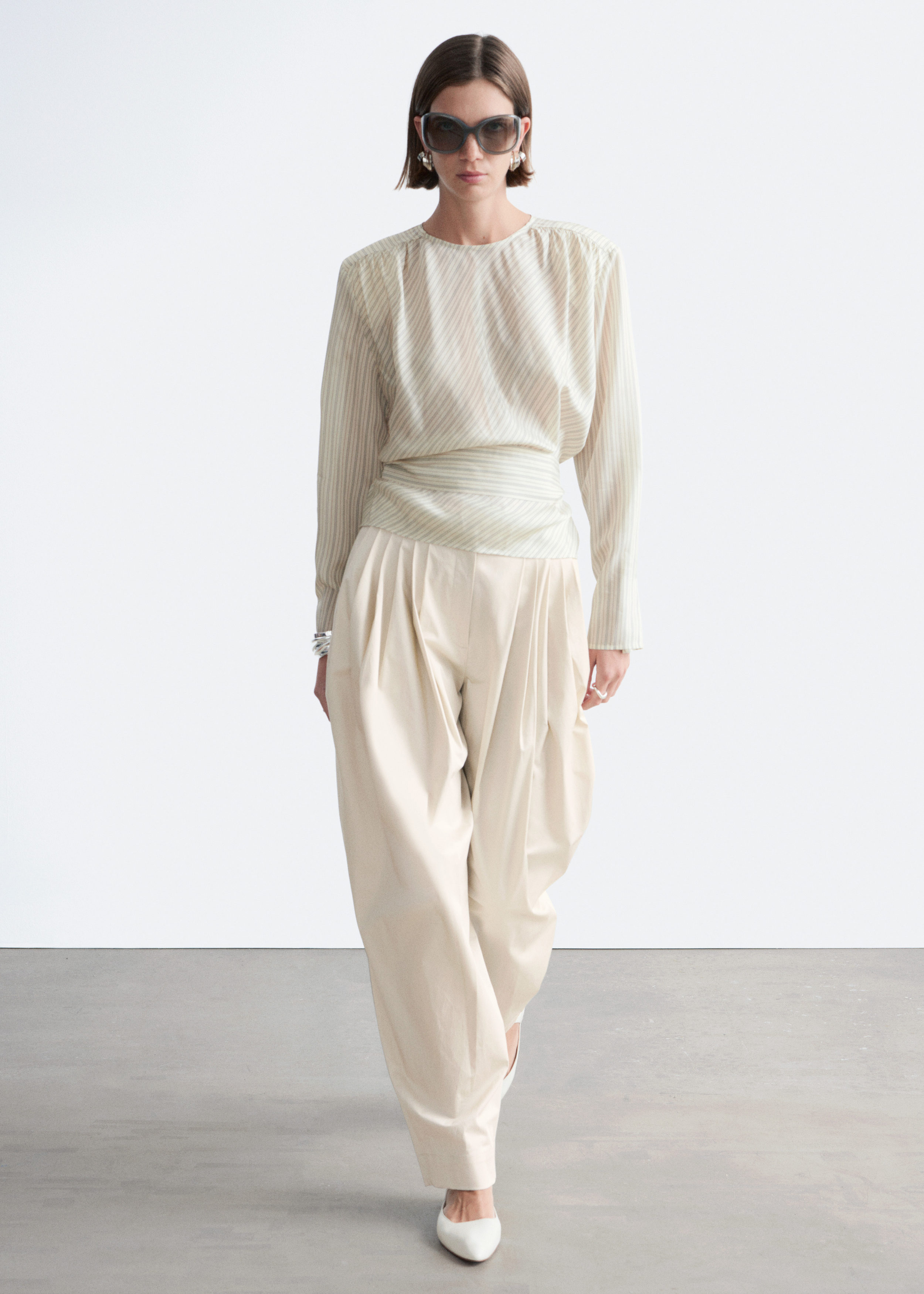 & Other Stories GATHERED TIE-BELT BLOUSE