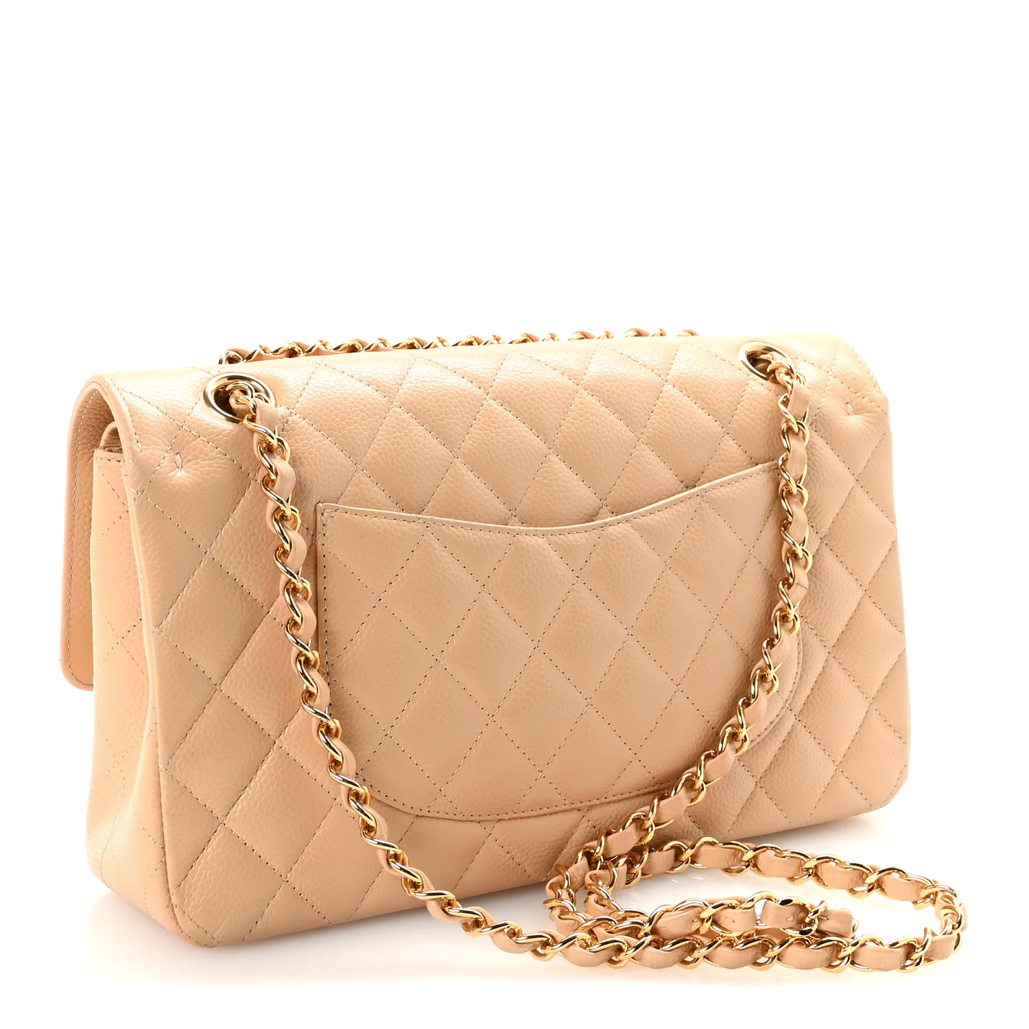 Caviar Quilted Medium Double Flap Beige - Top Club