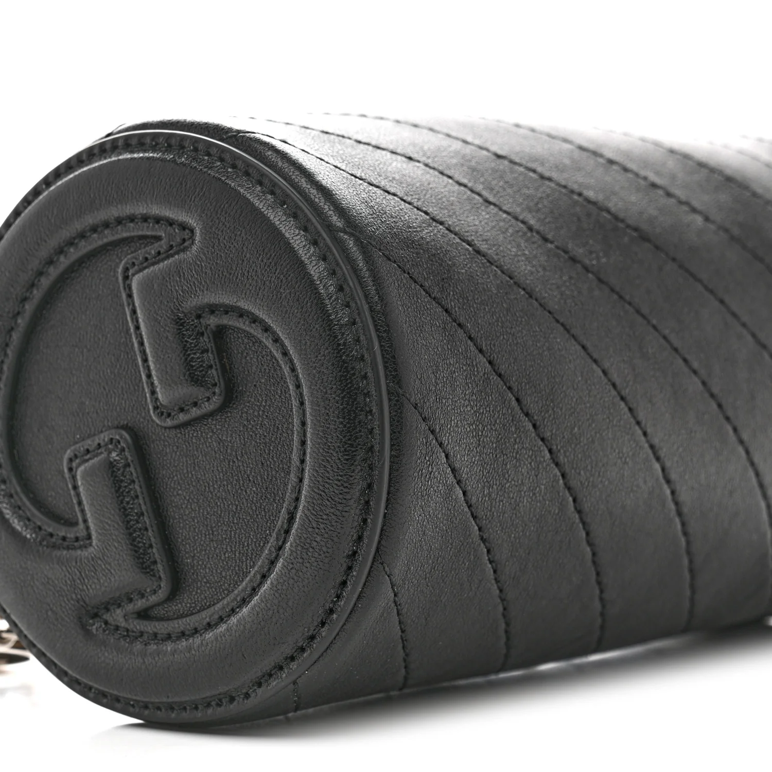 Sakai Be Green Calfskin Diagonal Stitched Mini Blondie Barrel Shoulder Bag Black - Top Club