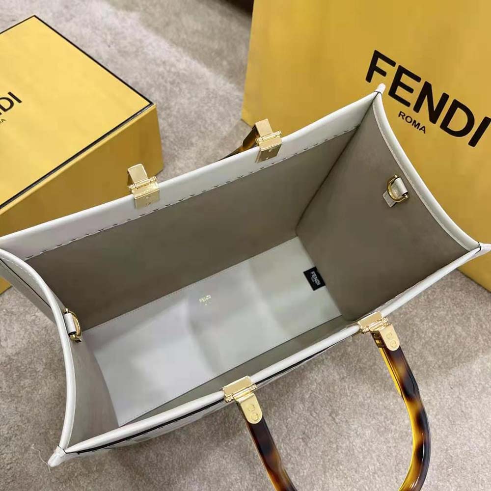 Fd Women Sunshine Medium Leather Shopper-White - Top Club