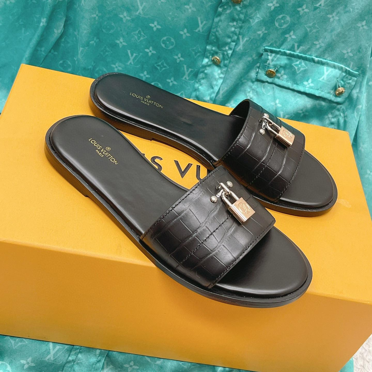 Louis Vuitton LV Leather Flip-flops Slide Sandal (Replica) - Sneaker Replica Workshop