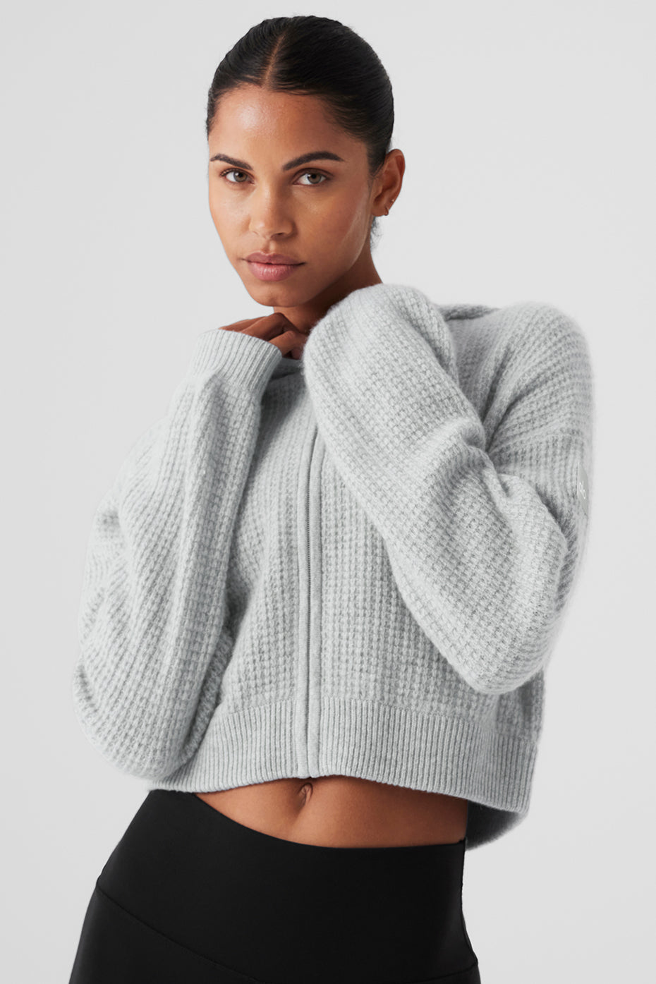 COACH Cashmere Plush Waffle Full Zip Hoodie