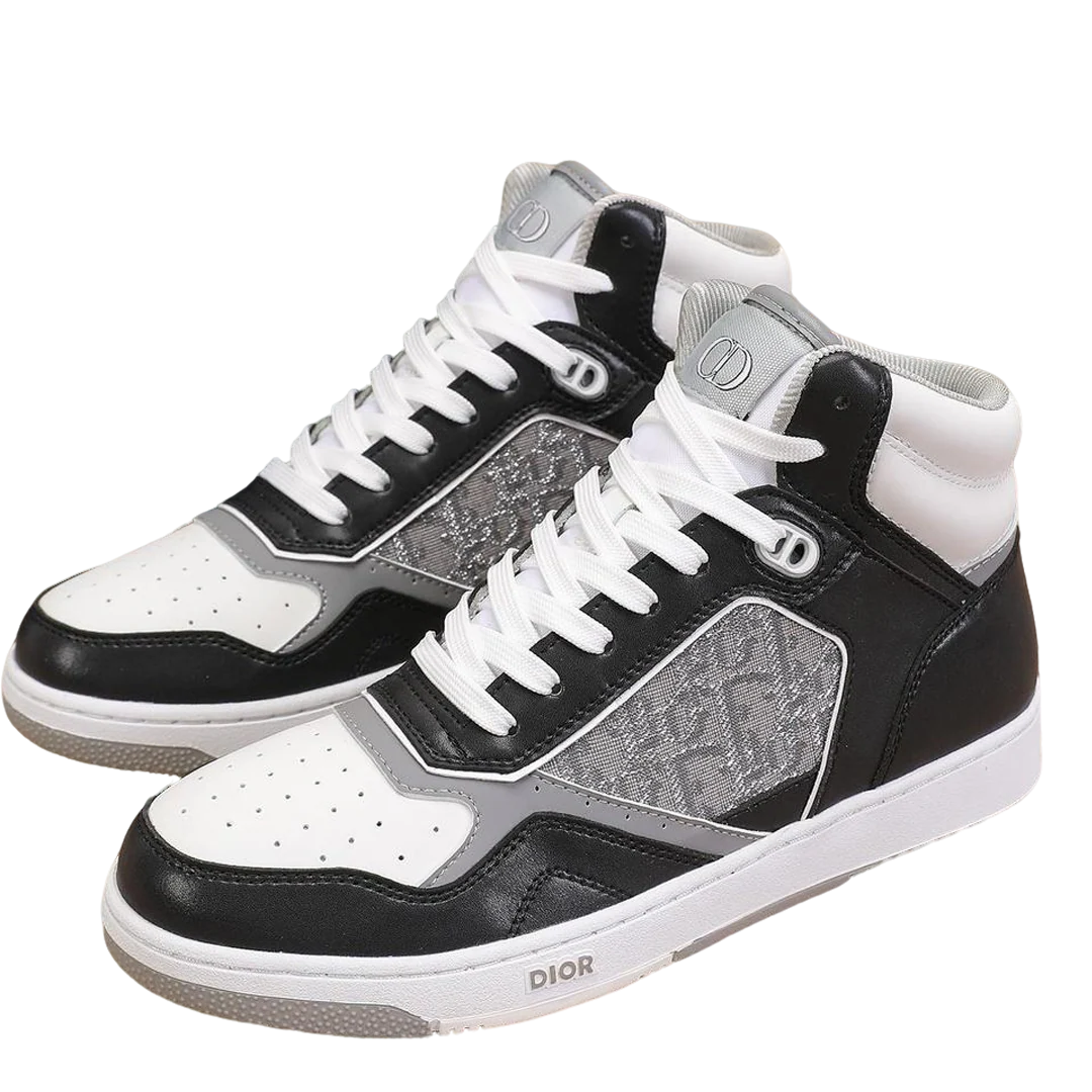 Dior Men's High Top Sneakers with Oblique Pattern and Adjustable Strap - Sneaker Replica Workshop