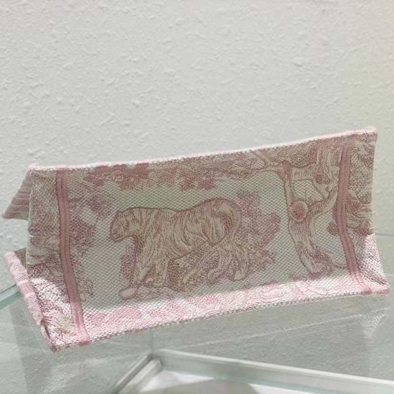 CD Unisex CD Small Book Tote Fluorescent Pink Toile De Jouy Transparent Canvas - Top Club