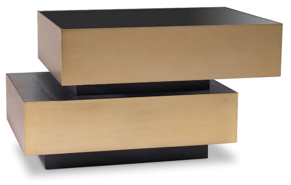 Luxury side table brass colored / anthracite gray / black 62 x 80 x H. 48 cm - living room furniture - luxury quality