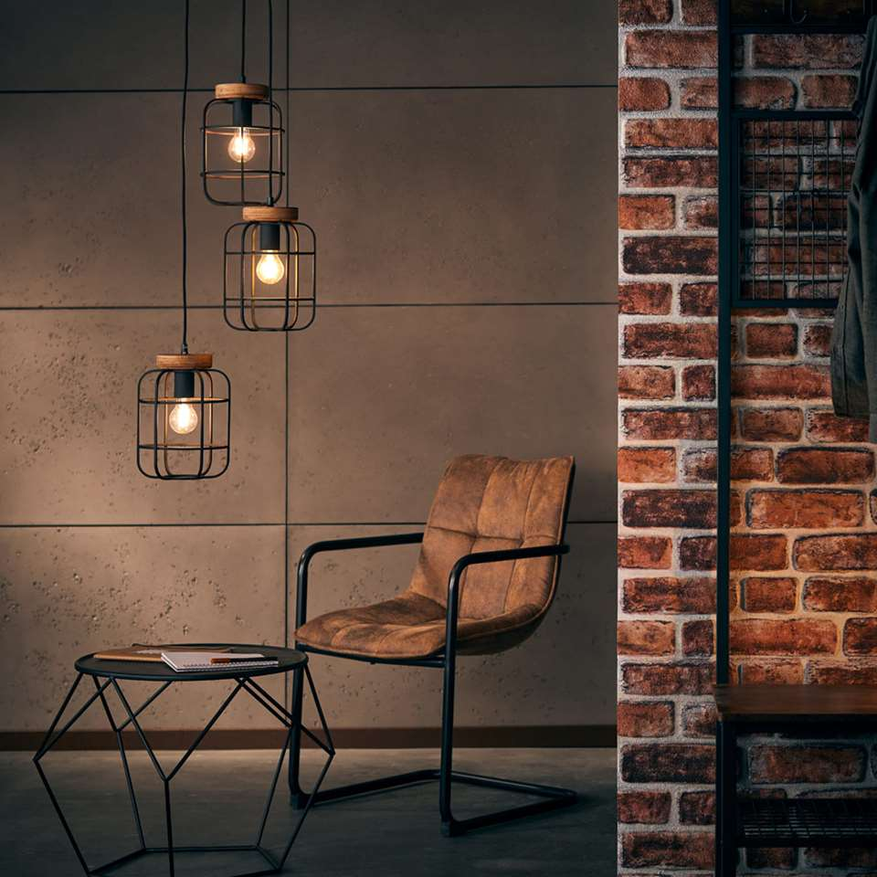 Hanglamp Glenda 3-lichts plaat rond zwart Glenda hanglamp 3-lichts plaat rond zwart #1