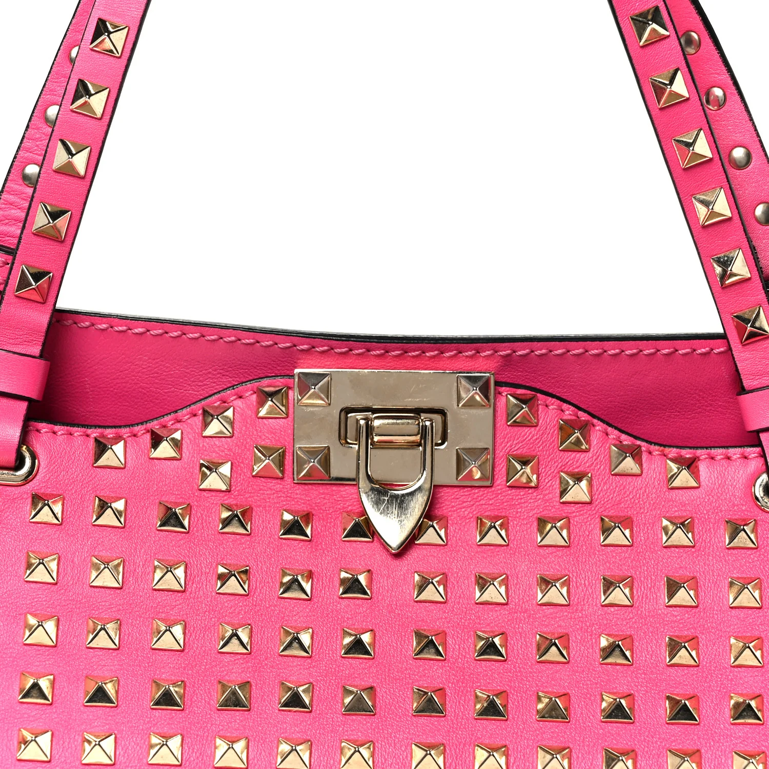 Vitello Medium Rockstud All Over Tote Pop Fuxia - Top Club