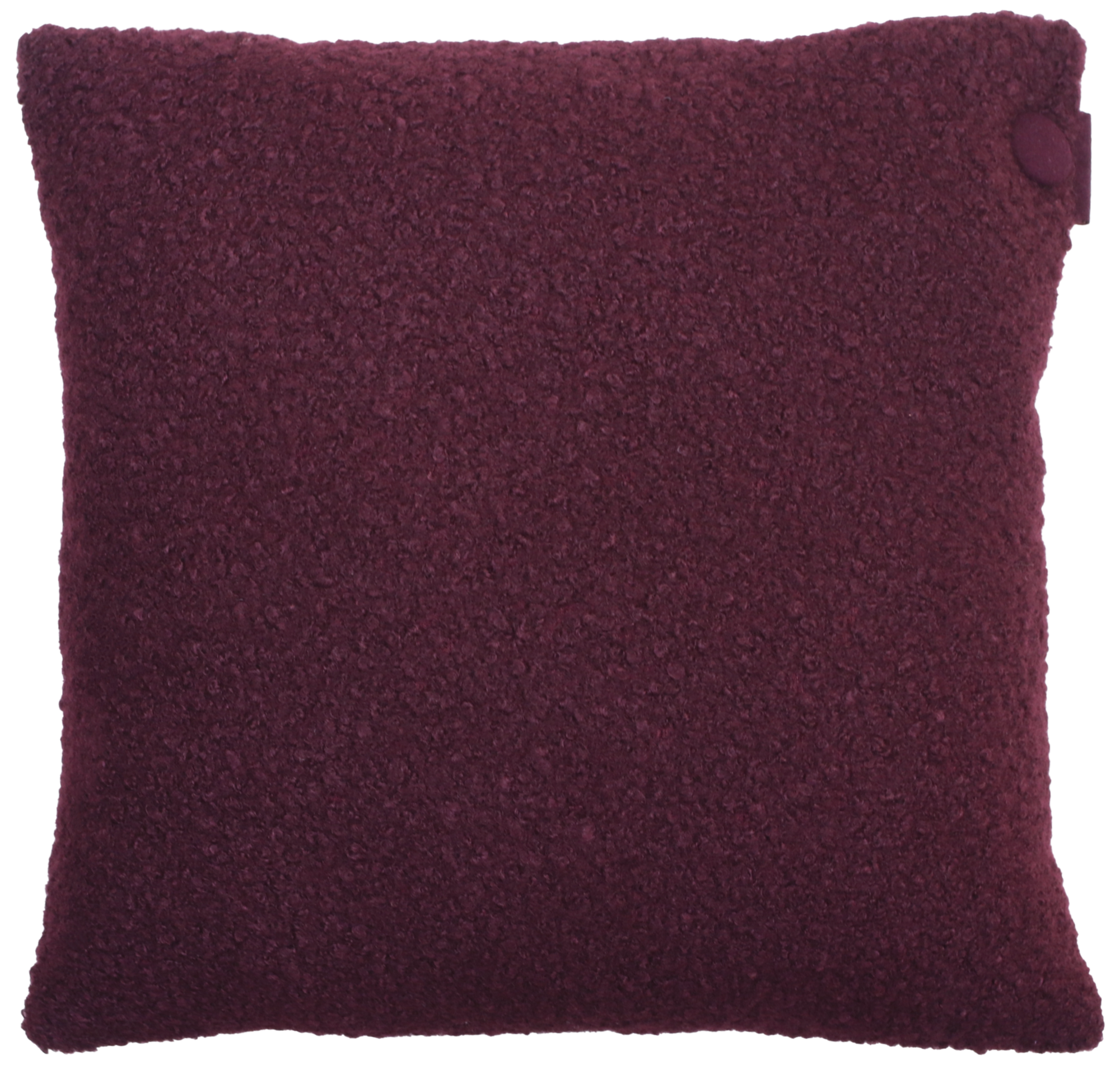 kussen bouclé  knoop aubergine 48x48
