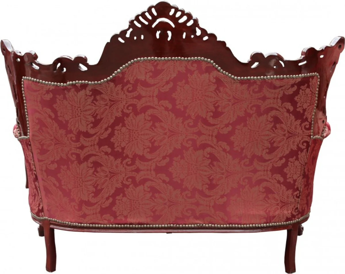 Baroque 2 Seater Sofa Master Bordeaux Pattern / Brown Red - Living Room Couch Furniture Lounge