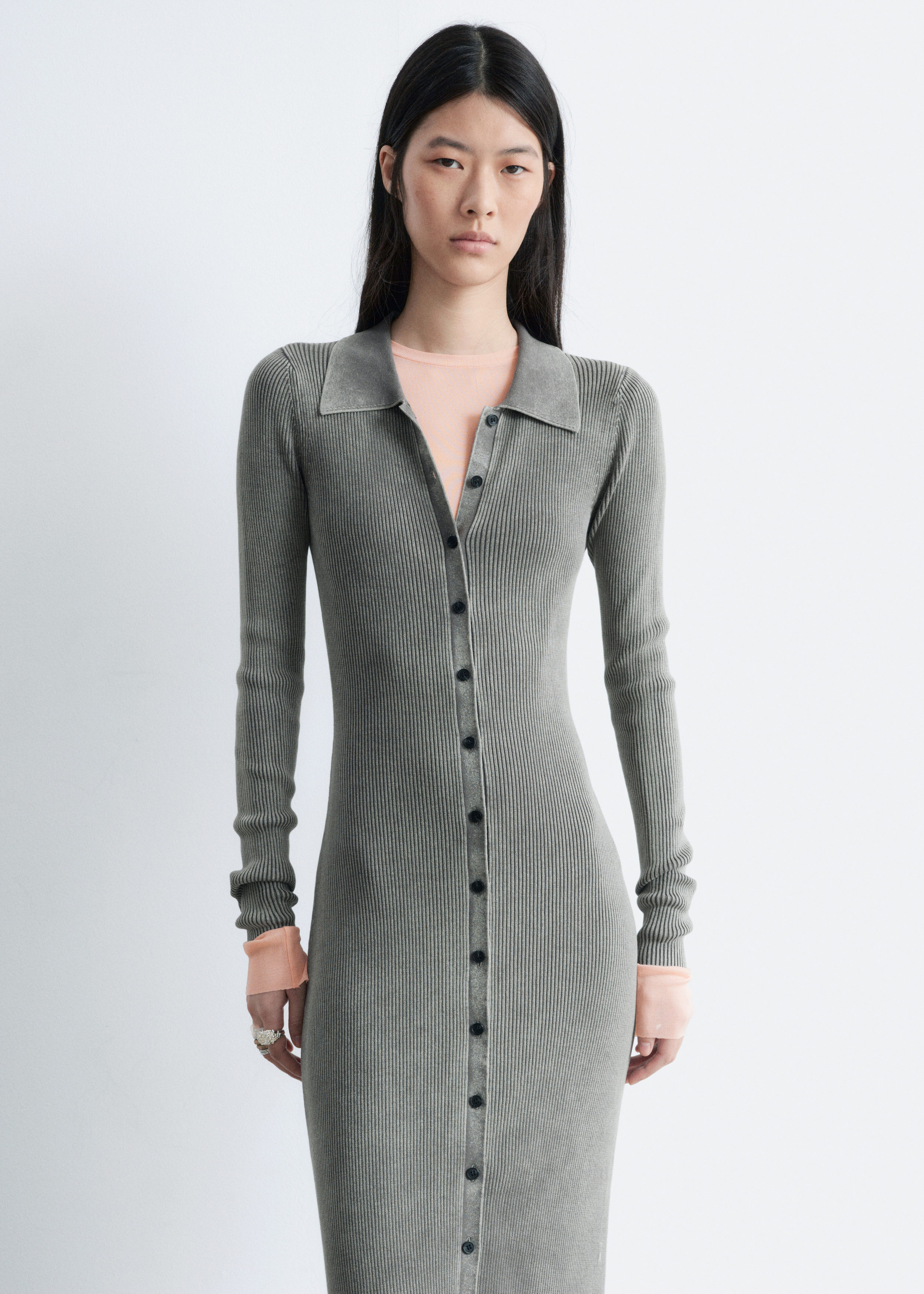 & Other Stories RIB-KNIT MIDI DRESS