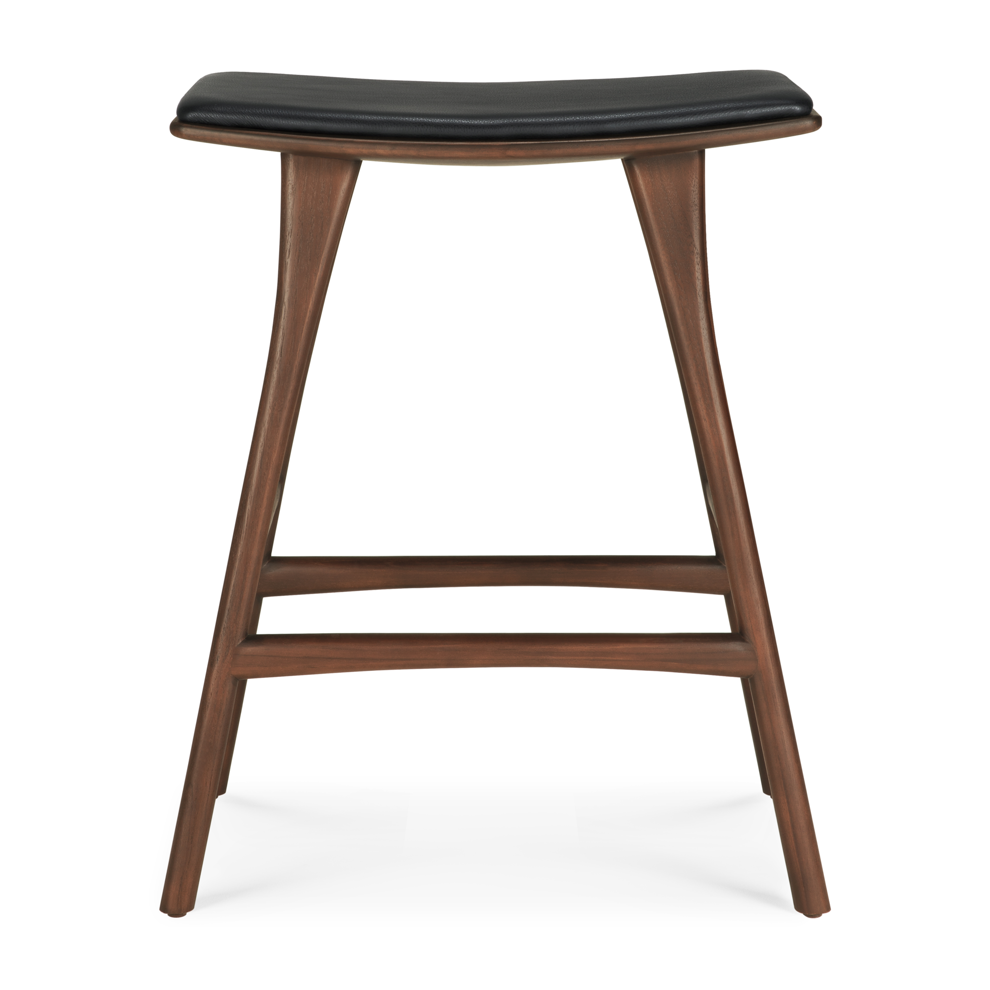 Osso hoge kruk 65 - bruin teak/zwart leer