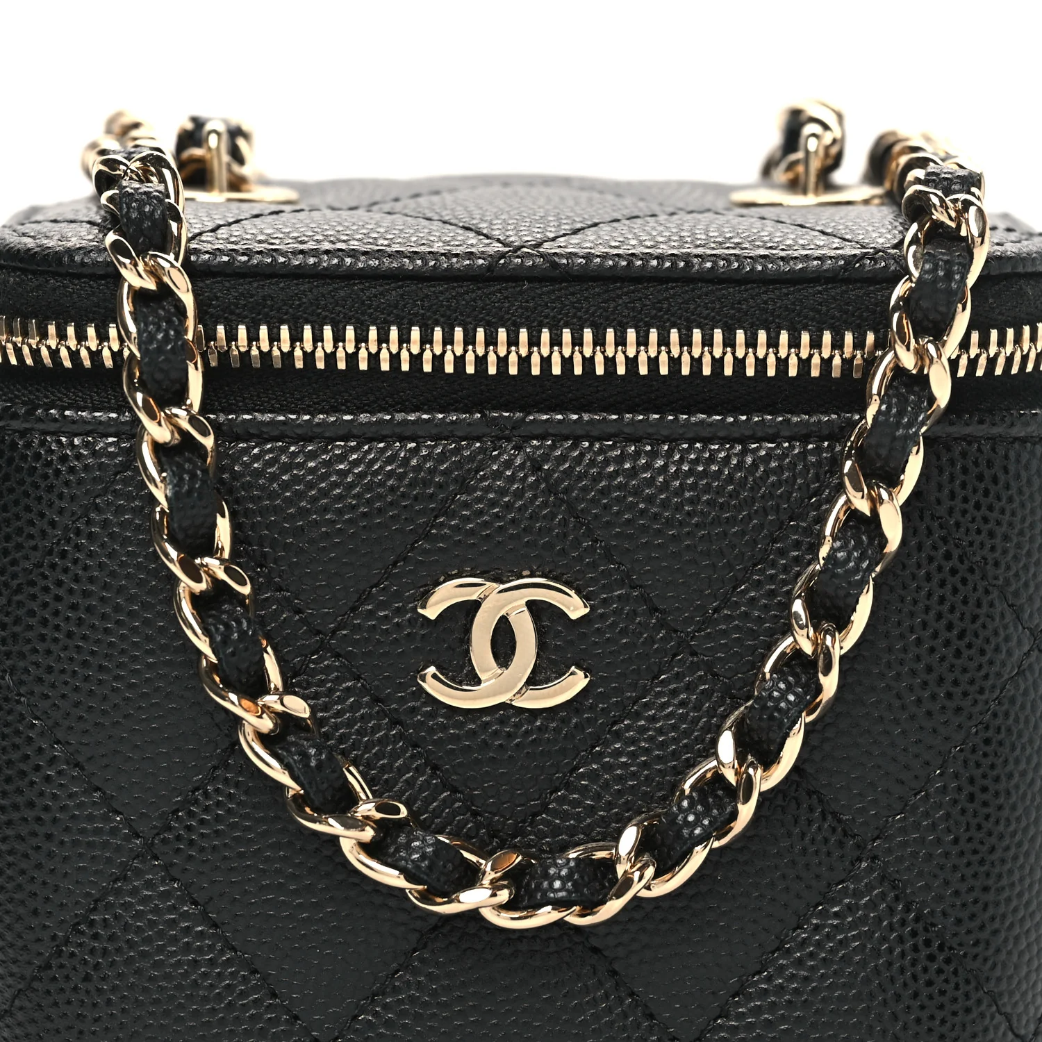 Caviar Quilted Mini Vanity Case With Chain Black - Top Club