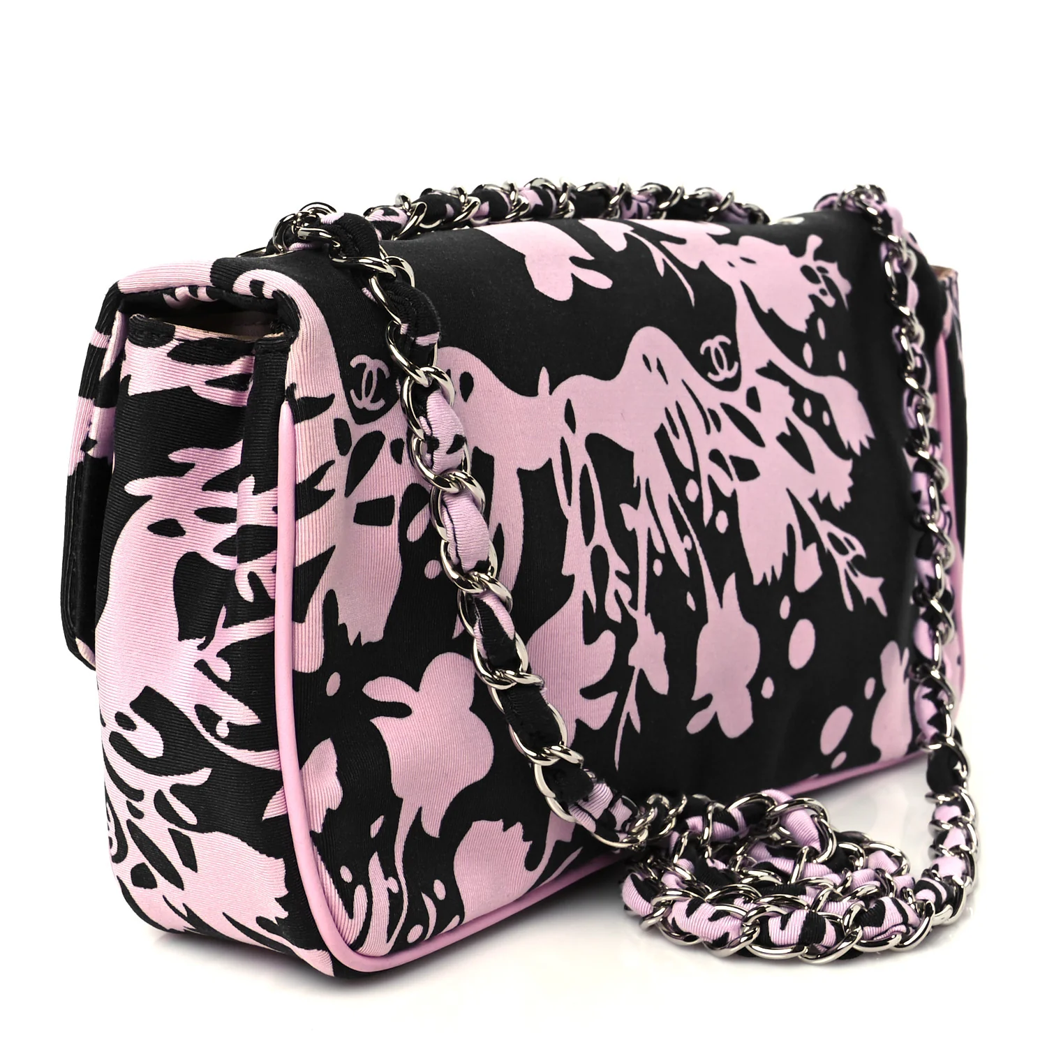 Printed Fabric East West Flap Black Pink - Top Club
