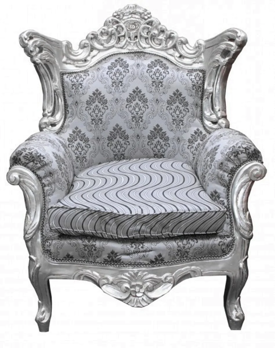 Baroque Armchair Al Capone Silver Pattern / Silver Furniture Antique Style