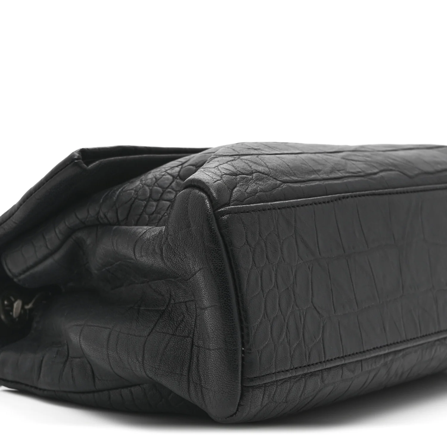 Calfskin Crocodile Embossed Medium West Hollywood Monogram Fold-Over Black - Top Club