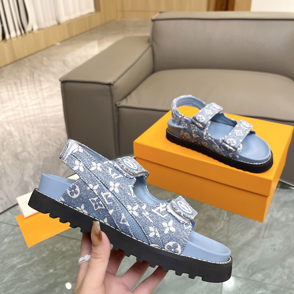 Louis Vuitton LV Paseo Fabric Velcro Slide Sandal (Replica) - Sneaker Replica Workshop