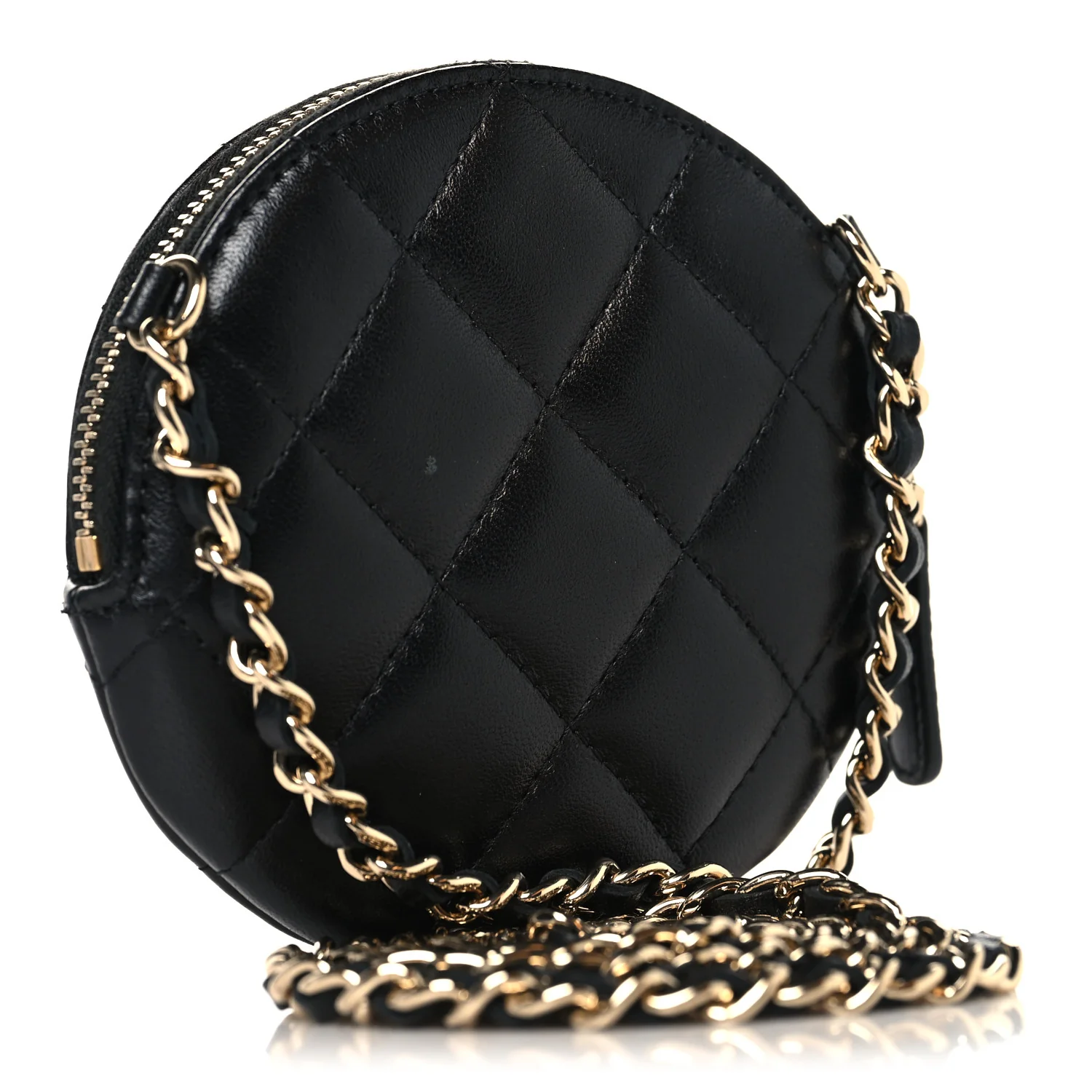 Lambskin Mini Camellia Bouquet Clutch With Chain Black