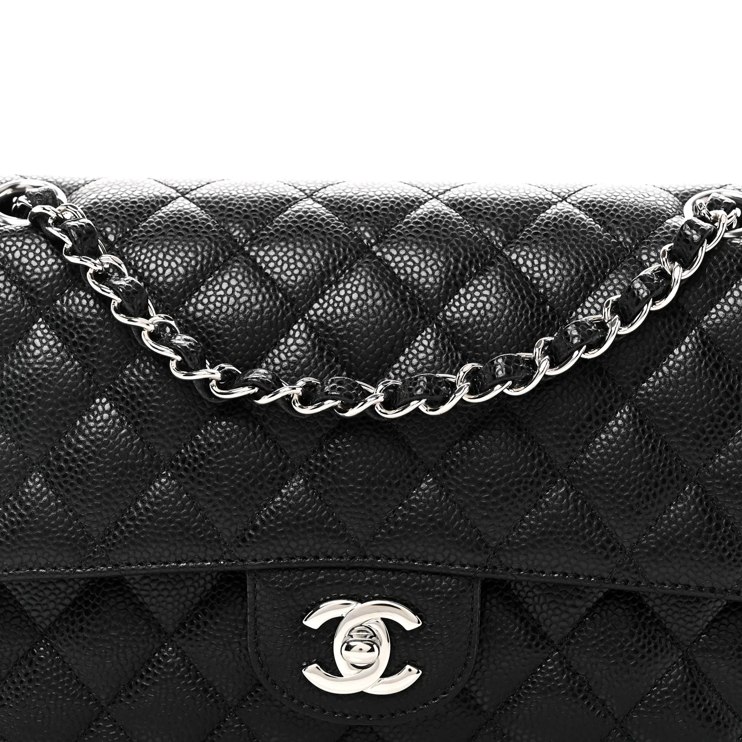 Caviar Quilted Medium Double Flap Black - Top Club