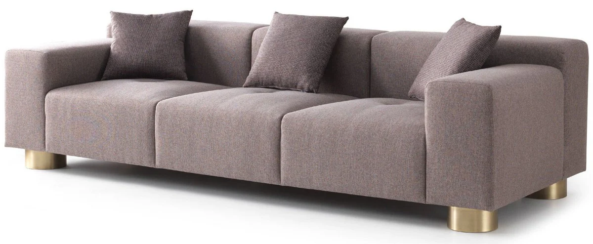 Luxury sofa gray / brass 260 x 100 x H. 70 cm - Living room sofa - Hotel sofa - Living room furniture - Living room furniture - Hotel furniture - Luxury furniture - Luxury furniture