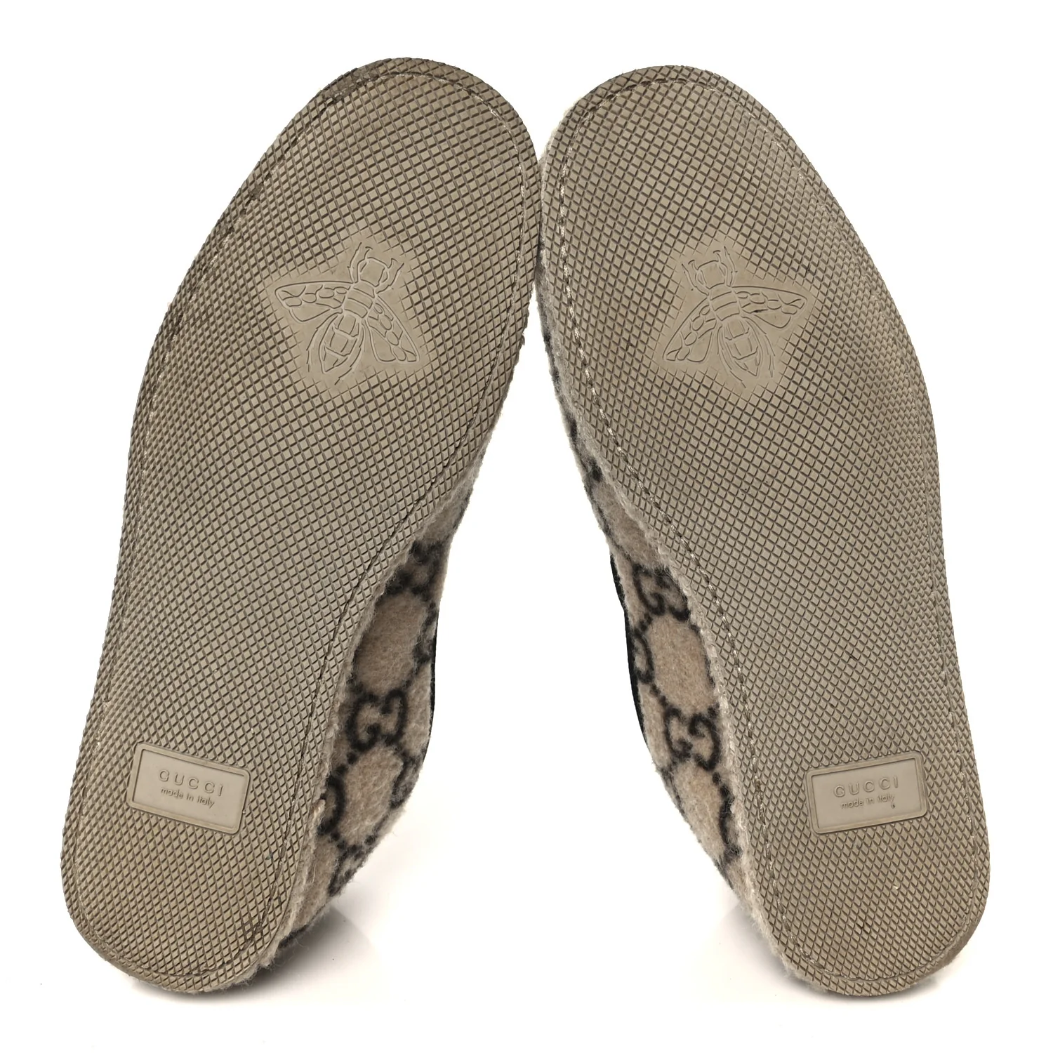 Covered Wool GG Monogram Mens Fria Horsebit Loafers 9 Beige Ebony Black Butterscotch - Top Club