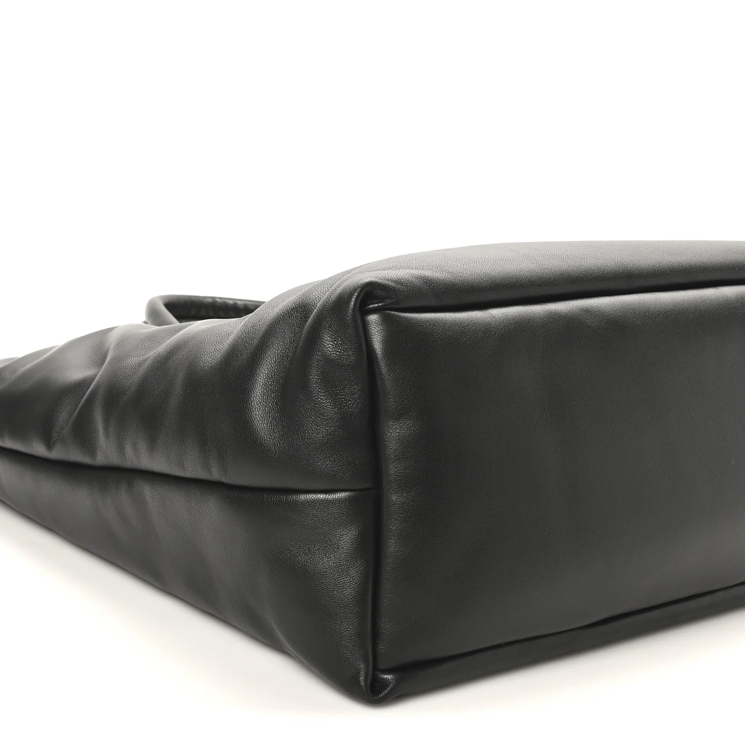 Lambskin Wide Puffer Tote Black - Top Club