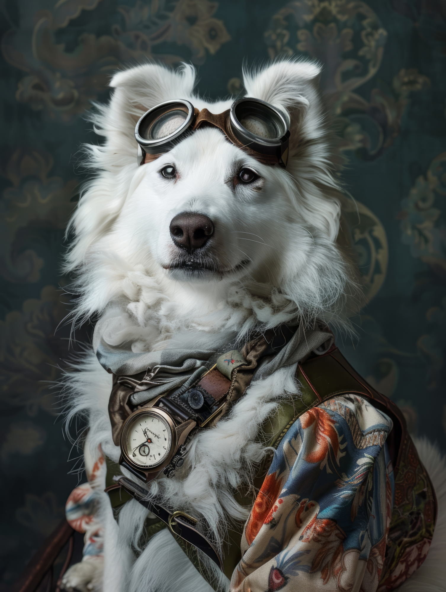 Canvas schilderij van een Samojeed hond 100x200 cm