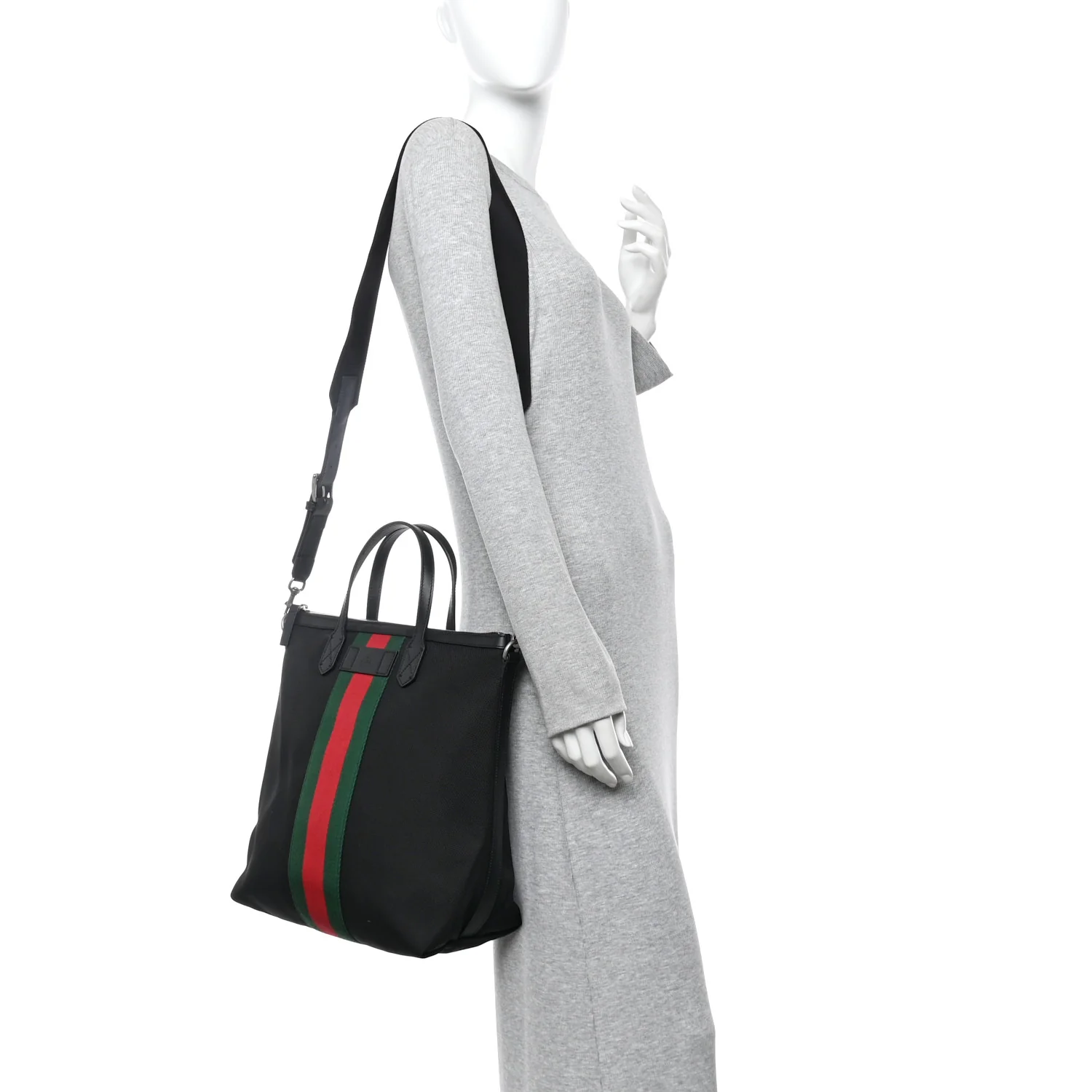 Techno Canvas Web Top Handle Shoulder Bag Black - Top Club