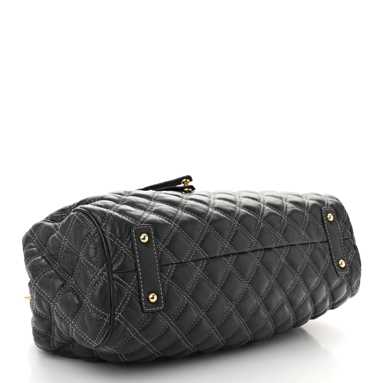 Calfskin Quilted Stam Dark Grey - Top Club