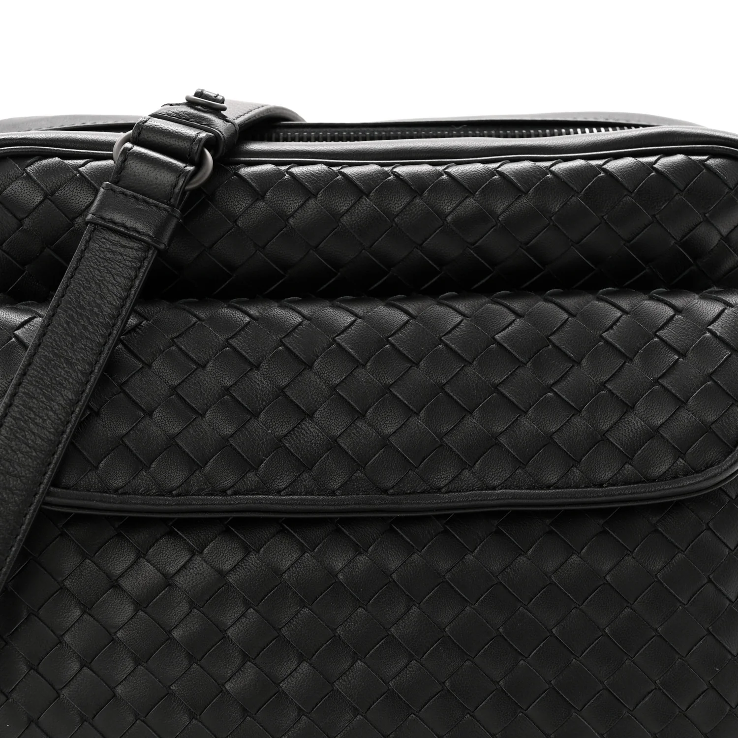 Nappa Intrecciato Messenger Bag Black - Top Club