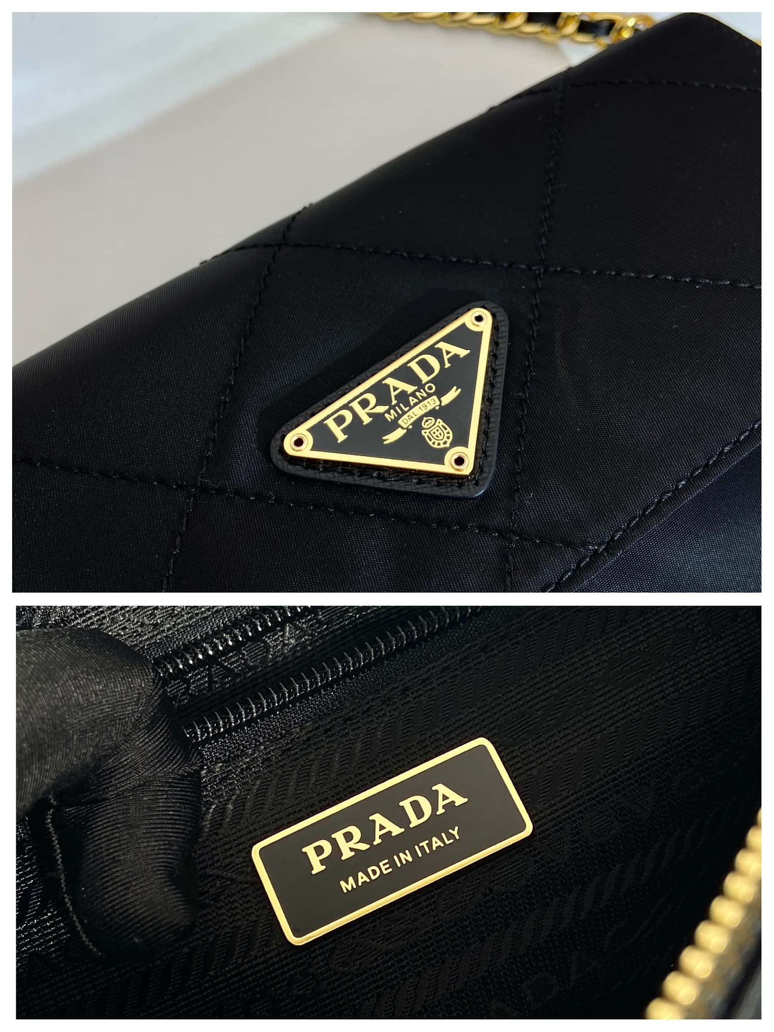 Prada Tessuto Flap Nylon Shoulder Bag With Chain Strap Kaialux 23x18x6cm - Top Club