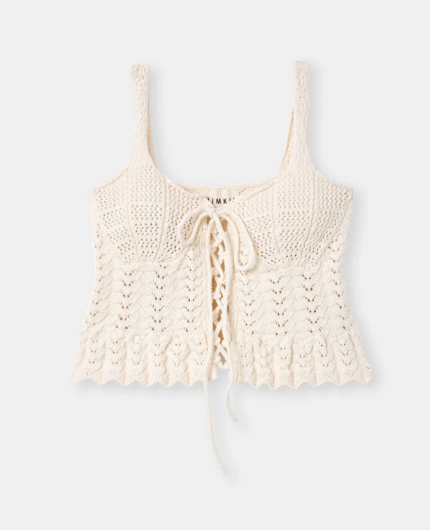Pimkie Top court en maille ajourée effet crochet avec laçage