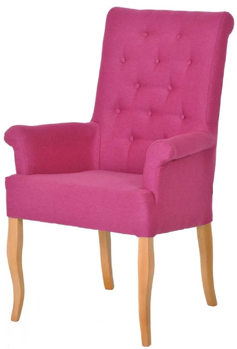 Chesterfield Neo Baroque Dining Room Chair Set of 4 Pink / Natural Colors - Kitchen Chairs with Armrests - Dining Room Furniture - Chesterfield Furniture - Neo Baroque Furniture