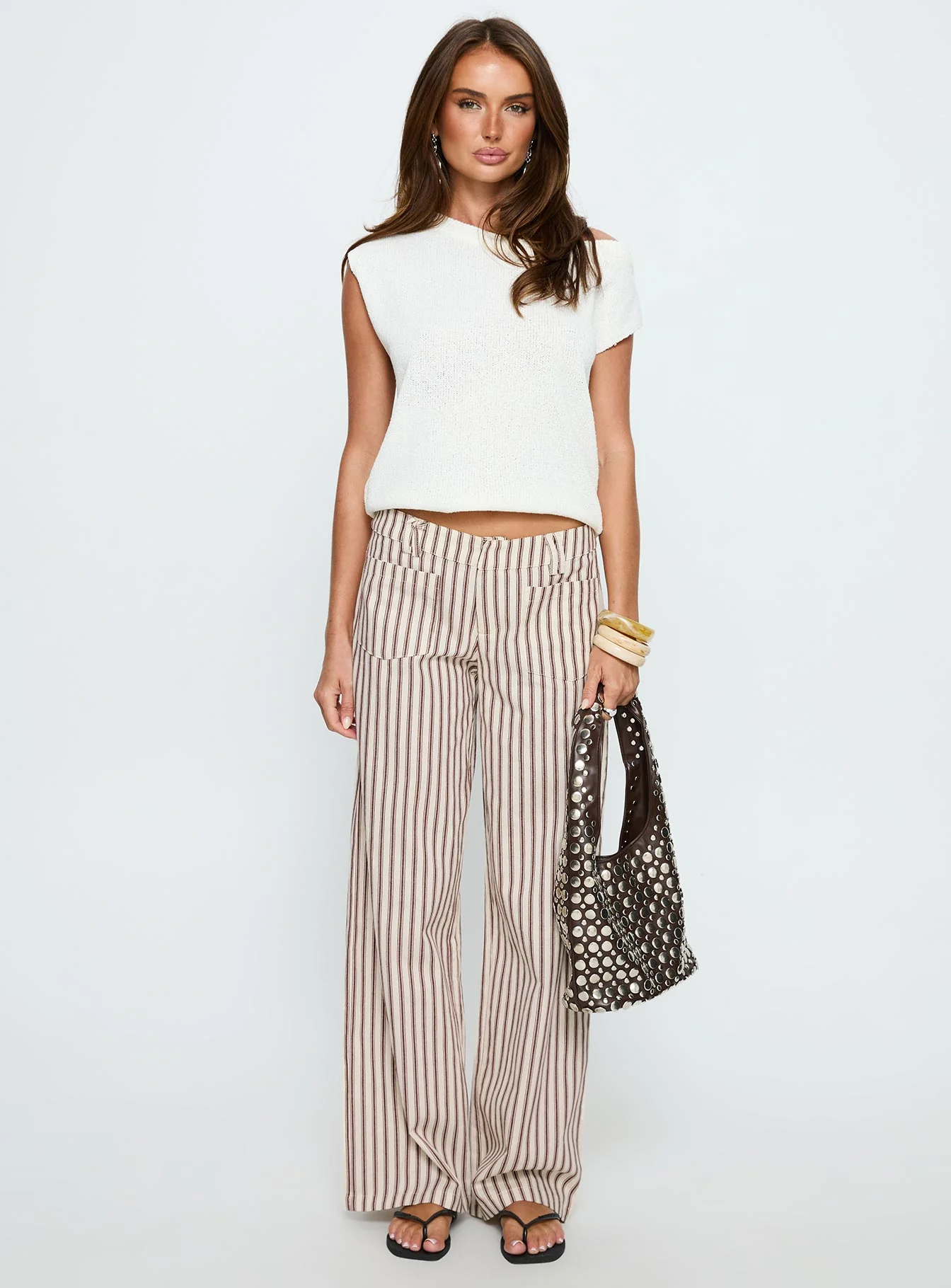 Vendi Low Rise Pant Brown Stripe