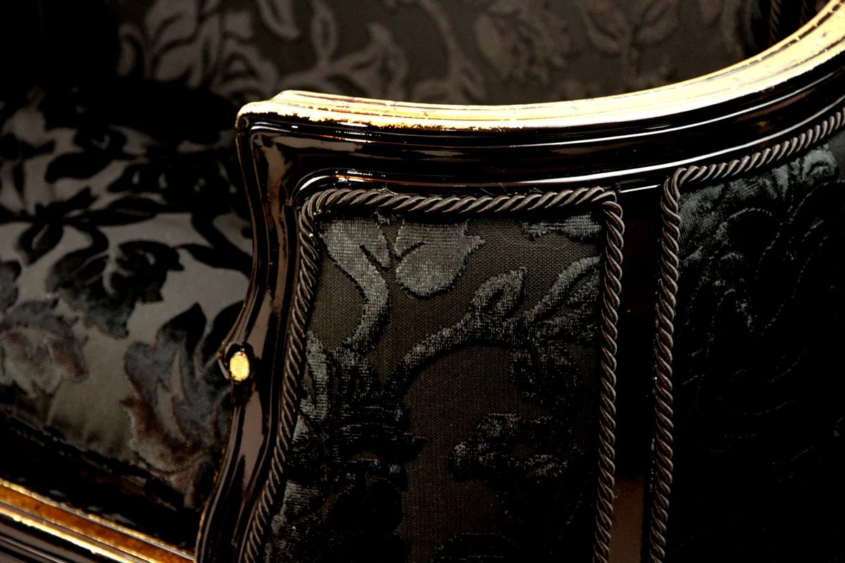 Pompöös by Luxury Baroque Dog & Cat Bed Deluxe Black Bouquet Pattern / Gold by Harald Glööckler
