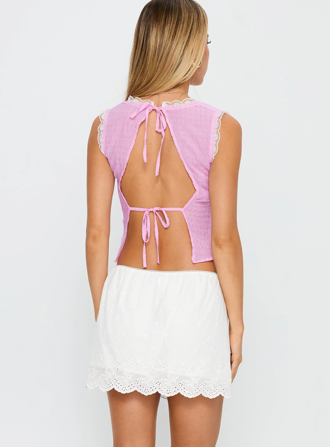 Wish Upon Broderie Mini Skirt White