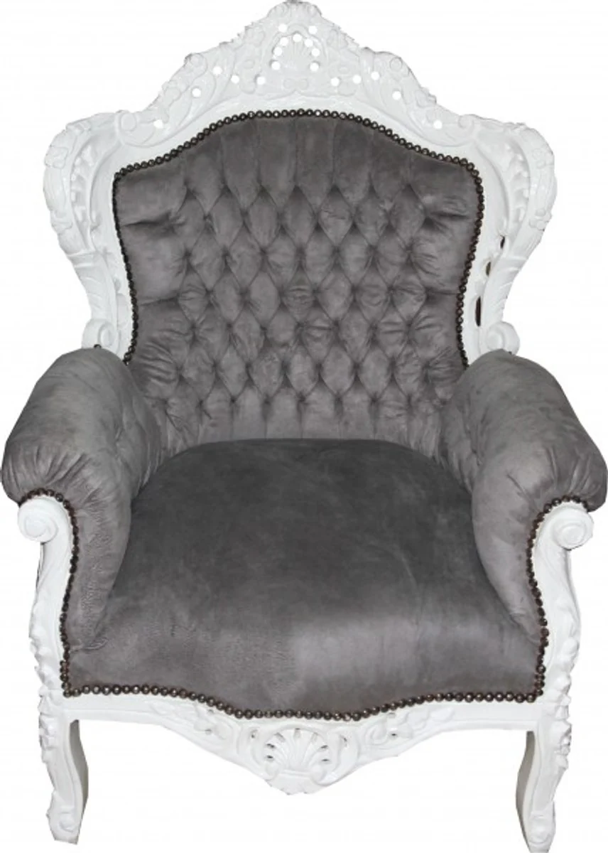Baroque armchair King gray / white - antique style