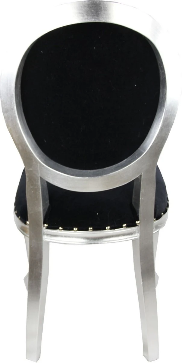 Pompöös by Luxury Baroque Dining Room Chairs Black / White / Silver 50 x 60 x H. 104 cm - Pompöös Baroque Chairs designed by Harald Glööckler - 4 dining room chairs