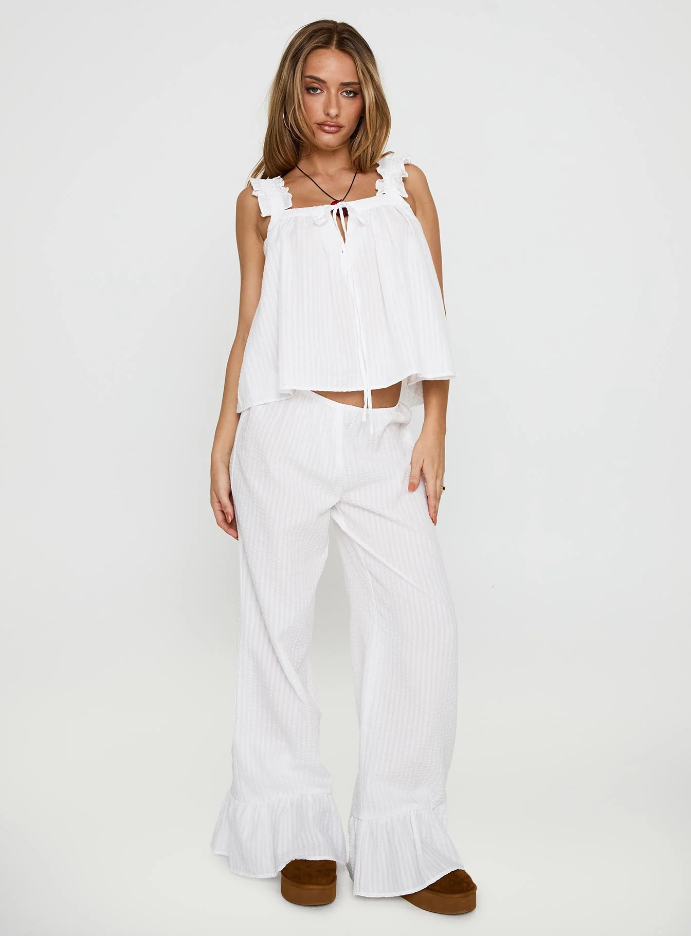 Santabelle Frill Pants White