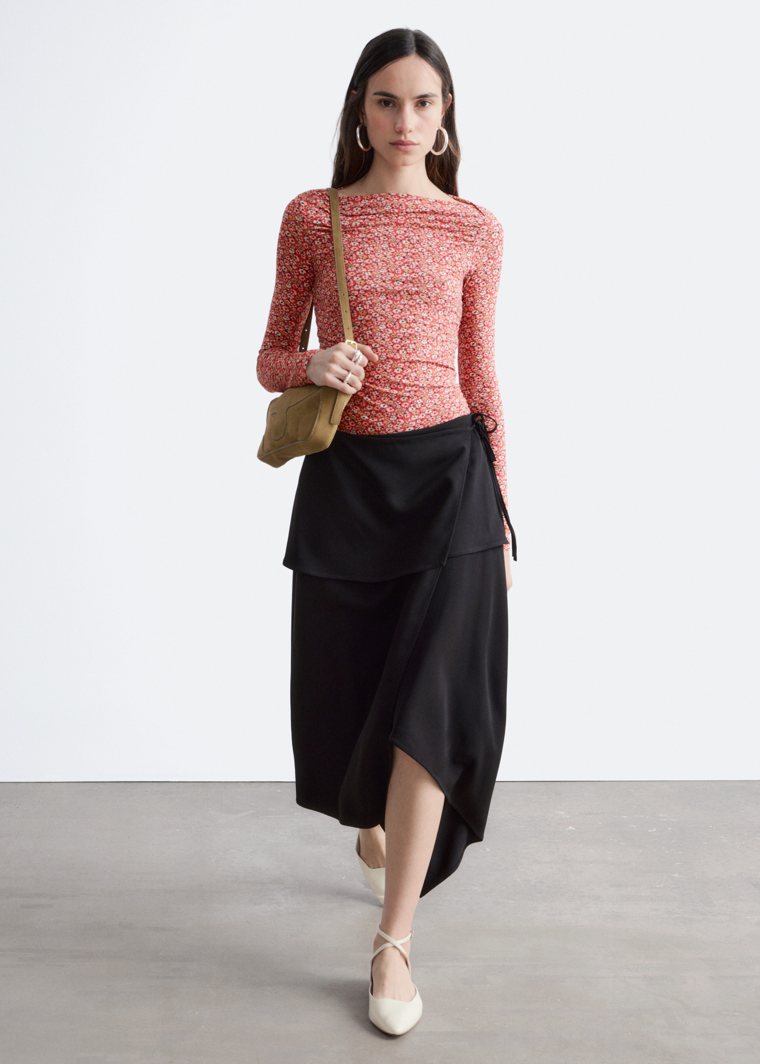 & Other Stories RUCHED FLORAL TOP