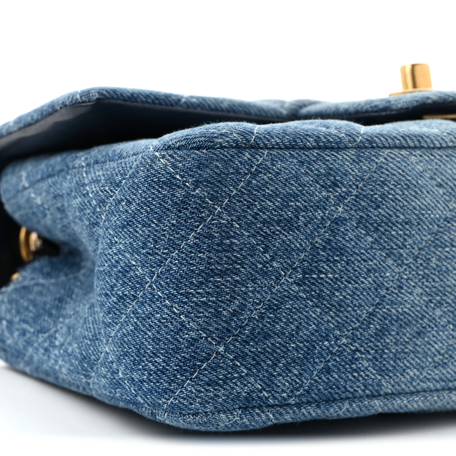 Washed Denim Quilted Mini Rectangular Flap Blue - Top Club