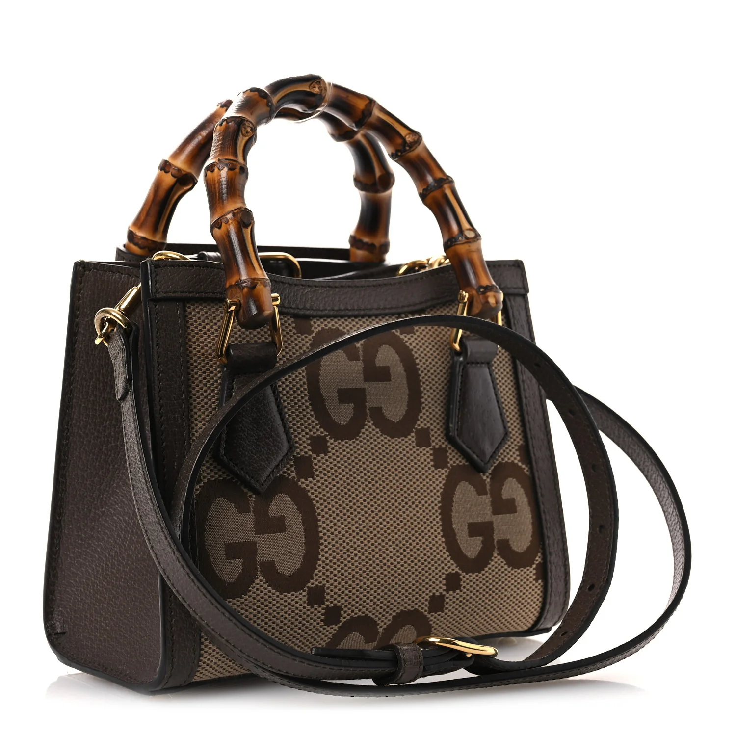 Monogram Jumbo GG Textured Dollar Calfskin Mini Diana Tote Bag Camel Ebony New Acero - Top Club